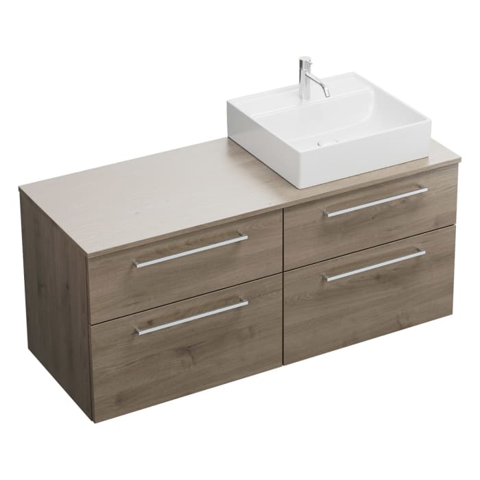 burgbad Eqio Waschtischunterschrank mit Konsolenplatte 140 cm, rechts, mit Stangengriff P95