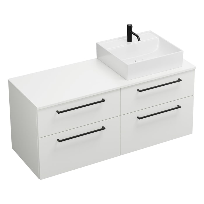 burgbad Eqio Waschtischunterschrank mit Konsolenplatte 140 cm, rechts, mit Stangengriff G0234