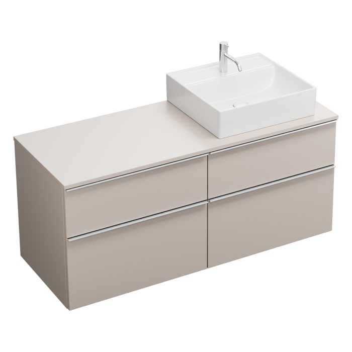 burgbad Eqio Waschtischunterschrank mit Konsolenplatte 140 cm, rechts, mit Griffleiste G0251