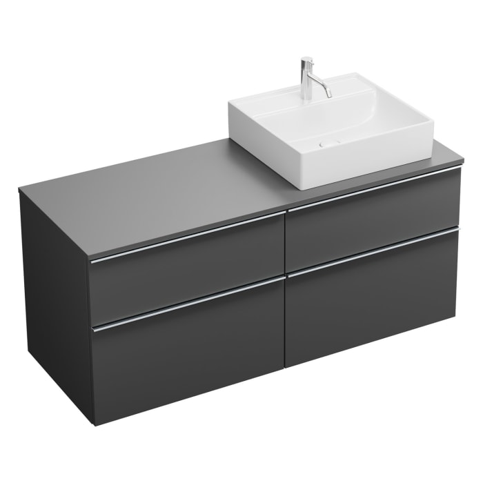 burgbad Eqio Waschtischunterschrank mit Konsolenplatte 140 cm, rechts, mit Griffleiste G0251