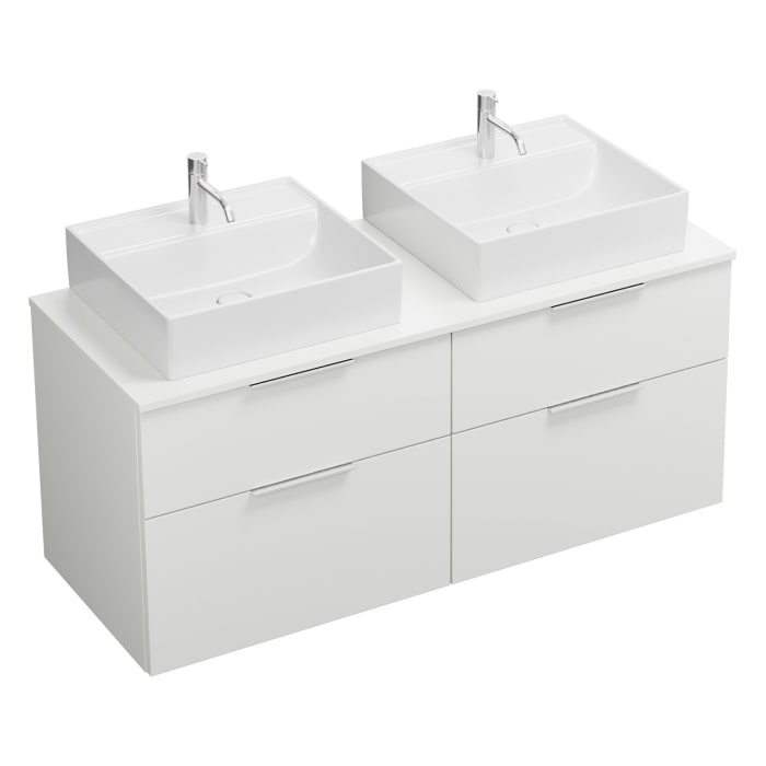 burgbad Eqio Waschtischunterschrank mit Konsolenplatte 140 cm, links und rechts, mit Griff G0146