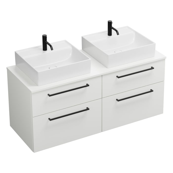 burgbad Eqio Waschtischunterschrank mit Konsolenplatte 140 cm, links und rechts, mit Stangengriff G0234