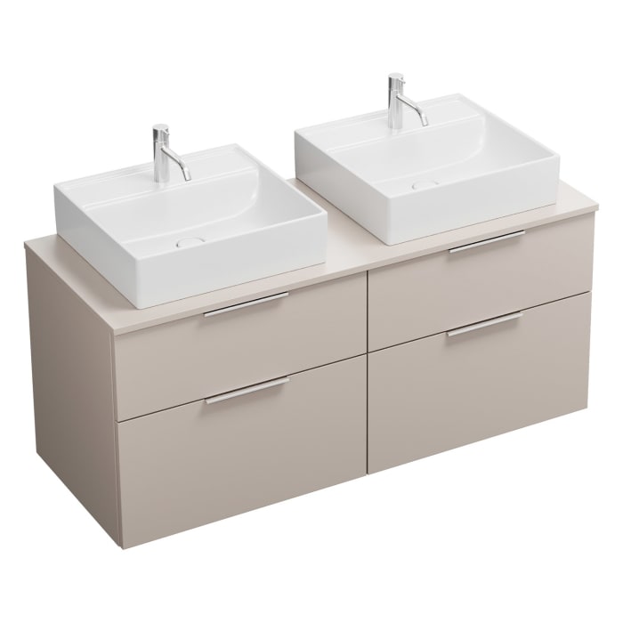 burgbad Eqio Waschtischunterschrank mit Konsolenplatte 140 cm, links und rechts, mit Griff G0146