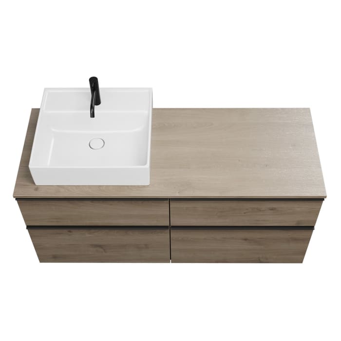 burgbad Eqio Waschtischunterschrank mit Konsolenplatte 140 cm, links, mit Griffleiste G0252