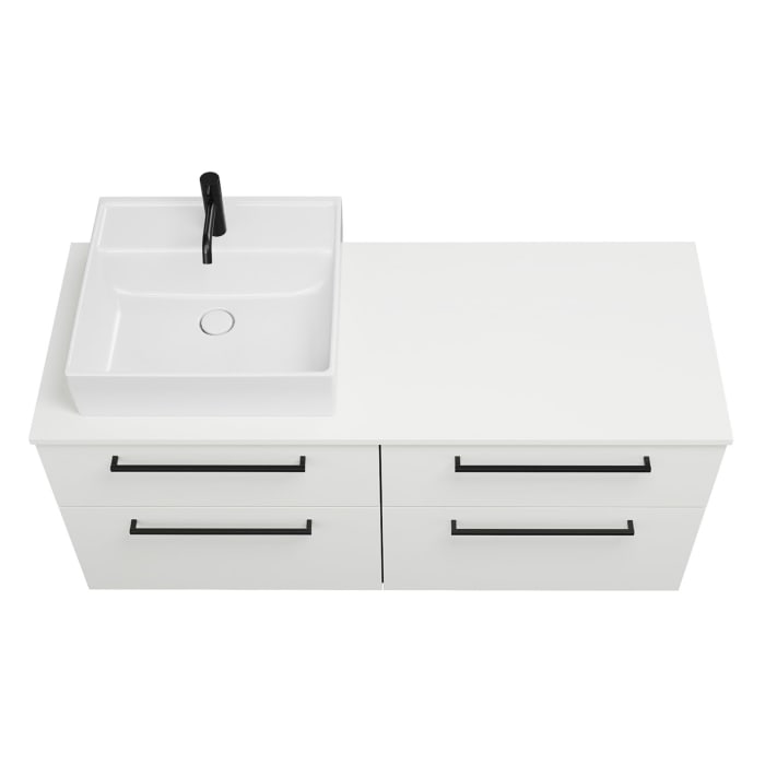 burgbad Eqio Waschtischunterschrank mit Konsolenplatte 140 cm, links, mit Stangengriff G0234