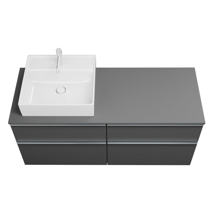 burgbad Eqio Waschtischunterschrank mit Konsolenplatte 140 cm, links, mit Griffleiste G0251