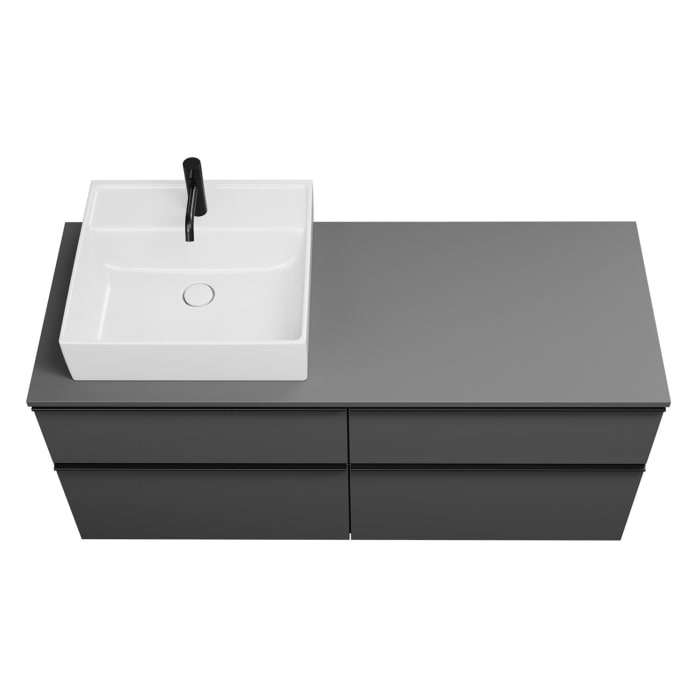 burgbad Eqio Waschtischunterschrank mit Konsolenplatte 140 cm, links, mit Griffleiste G0252