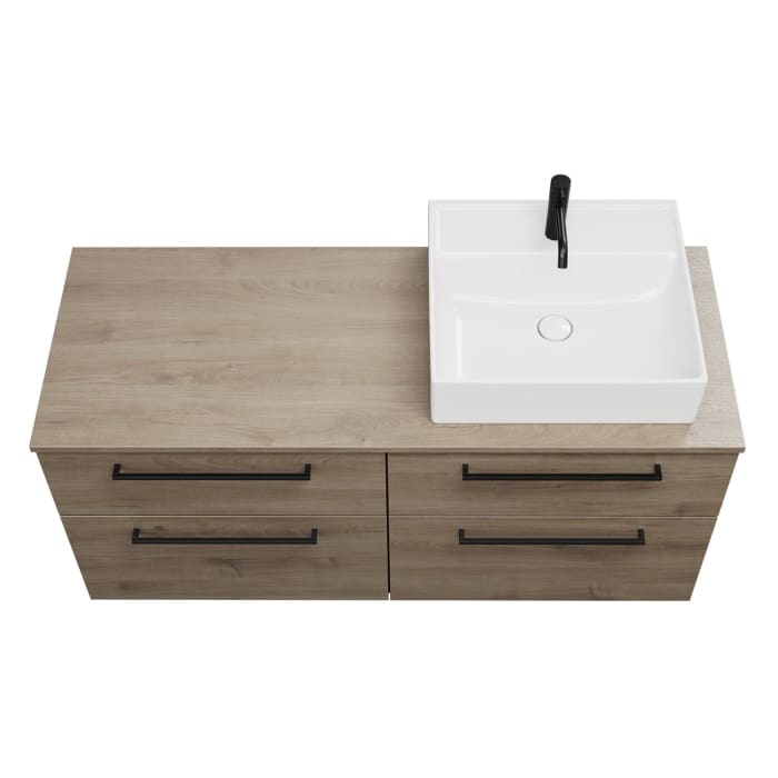 burgbad Eqio Waschtischunterschrank mit Konsolenplatte 140 cm, rechts, mit Stangengriff G0234