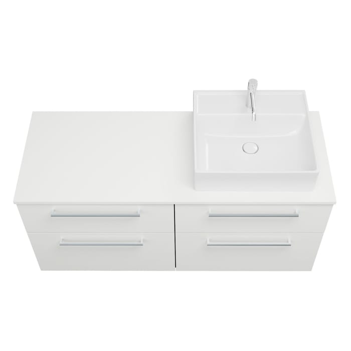 burgbad Eqio Waschtischunterschrank mit Konsolenplatte 140 cm, rechts, mit Stangengriff P95