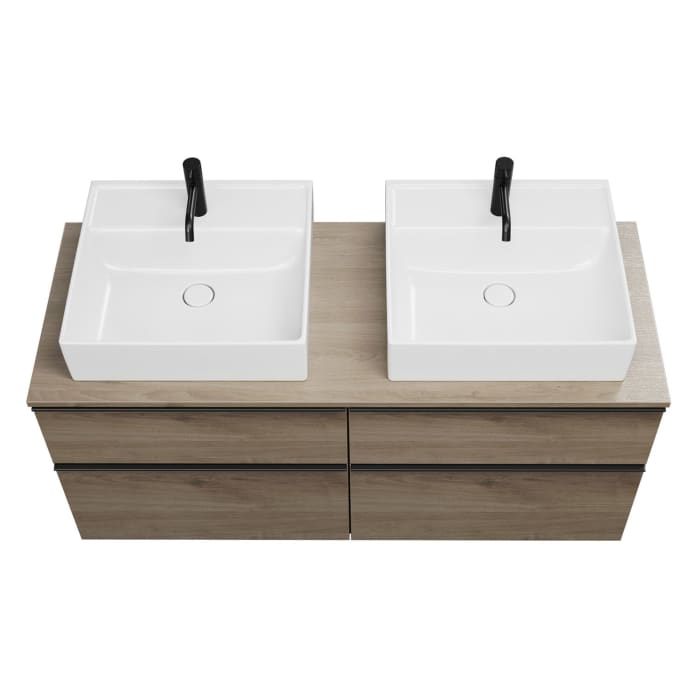 burgbad Eqio Waschtischunterschrank mit Konsolenplatte 140 cm, links und rechts, mit Griffleiste G0252