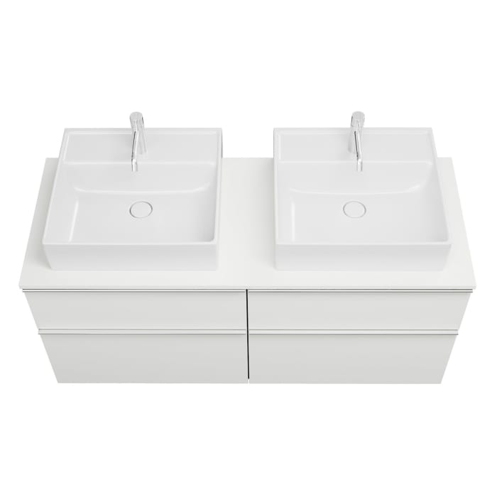 burgbad Eqio Waschtischunterschrank mit Konsolenplatte 140 cm, links und rechts, mit Griffleiste G0251