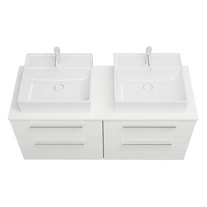 burgbad Eqio Waschtischunterschrank mit Konsolenplatte 140 cm, links und rechts, mit Stangengriff P95