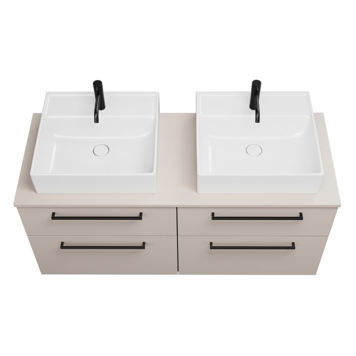 burgbad Eqio Waschtischunterschrank mit Konsolenplatte 140 cm, links und rechts, mit Stangengriff G0234