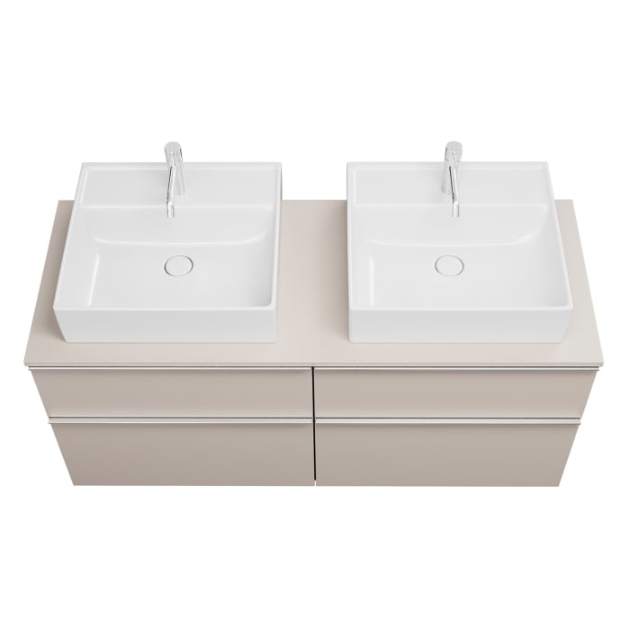 burgbad Eqio Waschtischunterschrank mit Konsolenplatte 140 cm, links und rechts, mit Griffleiste G0251