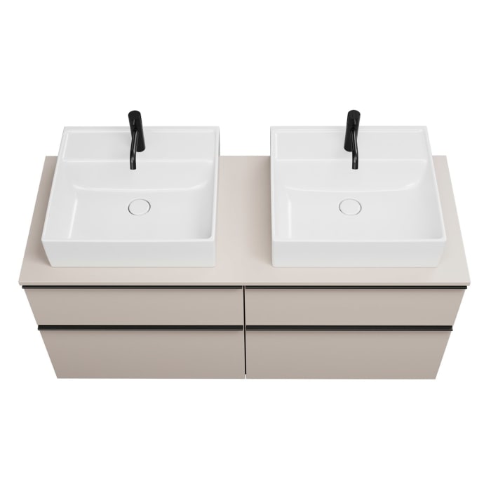 burgbad Eqio Waschtischunterschrank mit Konsolenplatte 140 cm, links und rechts, mit Griffleiste G0252