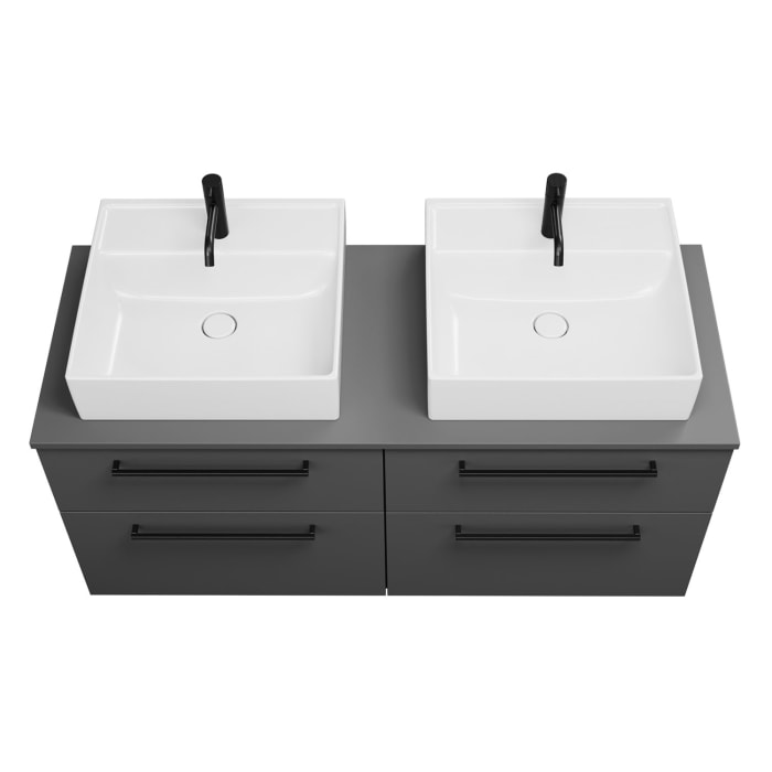 burgbad Eqio Waschtischunterschrank mit Konsolenplatte 140 cm, links und rechts, mit Stangengriff G0234