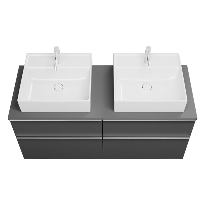 burgbad Eqio Waschtischunterschrank mit Konsolenplatte 140 cm, links und rechts, mit Griffleiste G0251