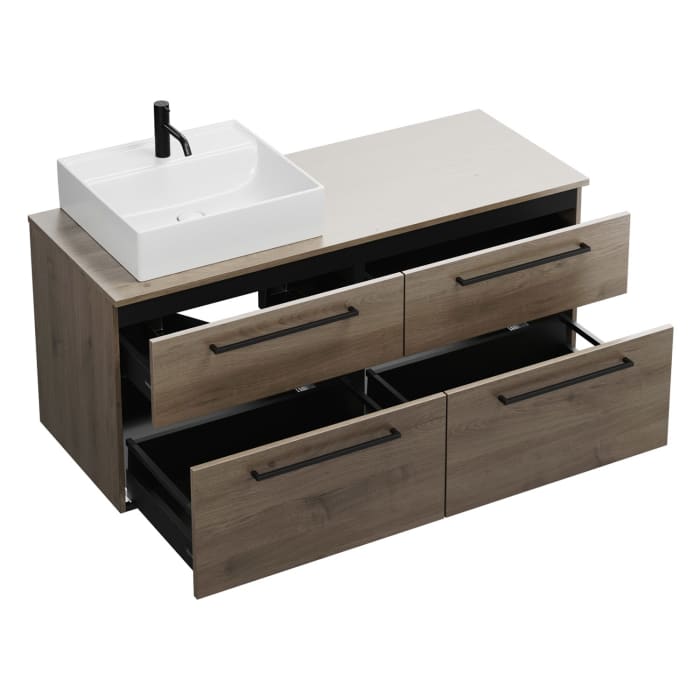 burgbad Eqio Waschtischunterschrank mit Konsolenplatte 140 cm, links, mit Stangengriff G0234