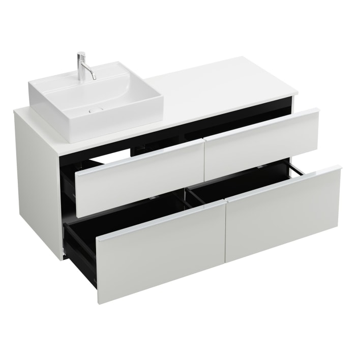 burgbad Eqio Waschtischunterschrank mit Konsolenplatte 140 cm, links, mit Griffleiste G0251