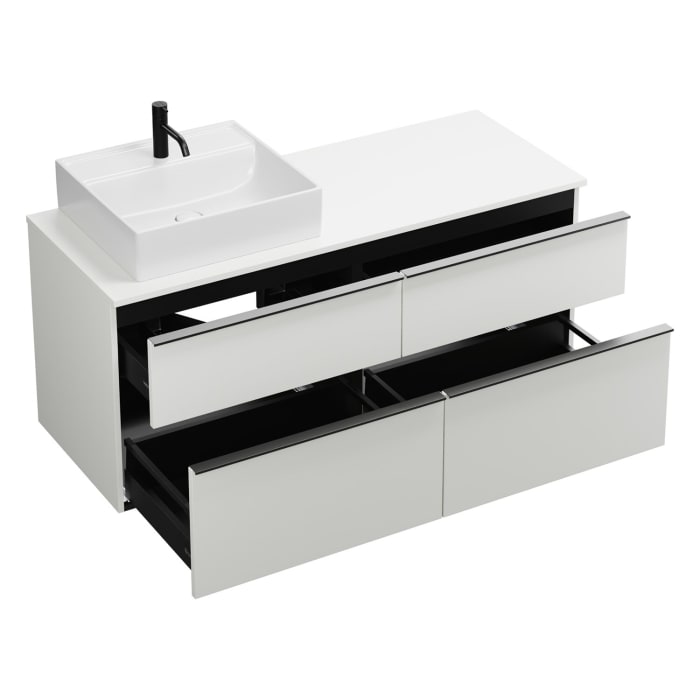 burgbad Eqio Waschtischunterschrank mit Konsolenplatte 140 cm, links, mit Griffleiste G0252