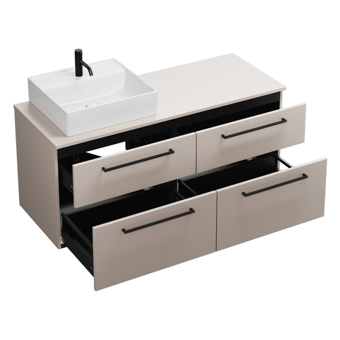 burgbad Eqio Waschtischunterschrank mit Konsolenplatte 140 cm, links, mit Stangengriff G0234