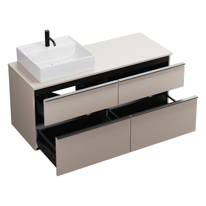 burgbad Eqio Waschtischunterschrank mit Konsolenplatte 140 cm, links, mit Griffleiste G0252