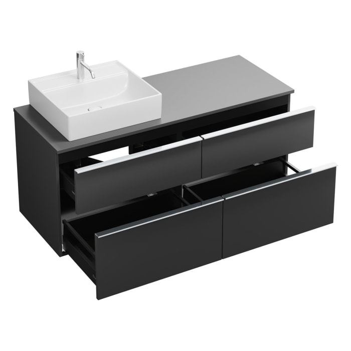 burgbad Eqio Waschtischunterschrank mit Konsolenplatte 140 cm, links, mit Griffleiste G0251