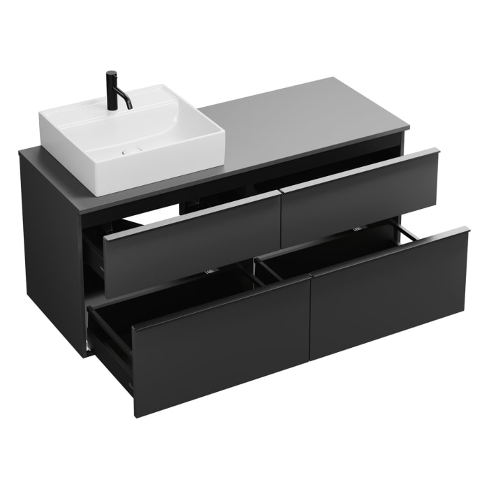 burgbad Eqio Waschtischunterschrank mit Konsolenplatte 140 cm, links, mit Griffleiste G0252