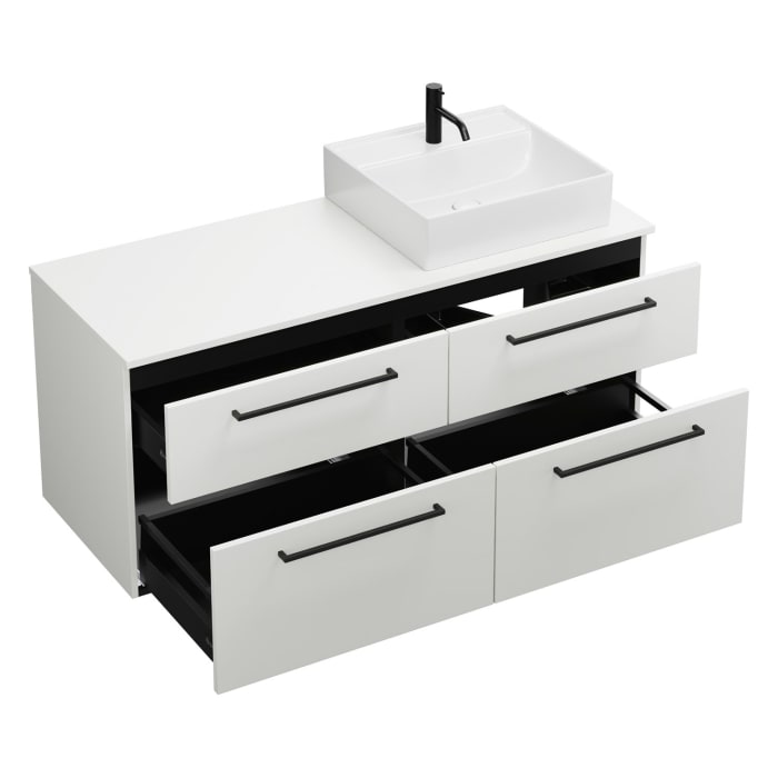 burgbad Eqio Waschtischunterschrank mit Konsolenplatte 140 cm, rechts, mit Stangengriff G0234