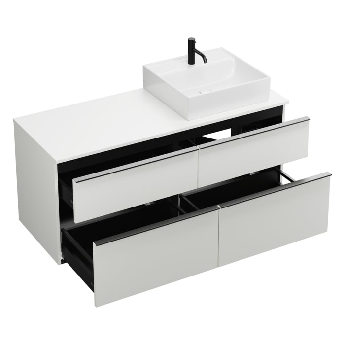 burgbad Eqio Waschtischunterschrank mit Konsolenplatte 140 cm, rechts, mit Griffleiste G0252