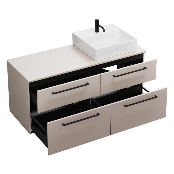 burgbad Eqio Waschtischunterschrank mit Konsolenplatte 140 cm, rechts, mit Stangengriff G0234