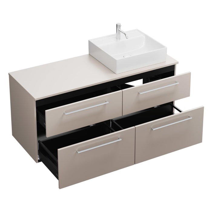 burgbad Eqio Waschtischunterschrank mit Konsolenplatte 140 cm, rechts, mit Stangengriff P95