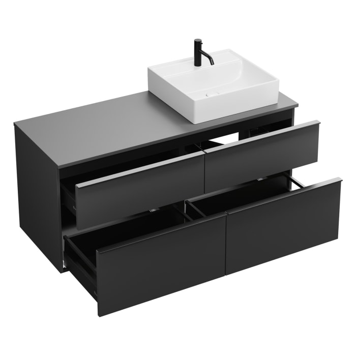 burgbad Eqio Waschtischunterschrank mit Konsolenplatte 140 cm, rechts, mit Griffleiste G0252