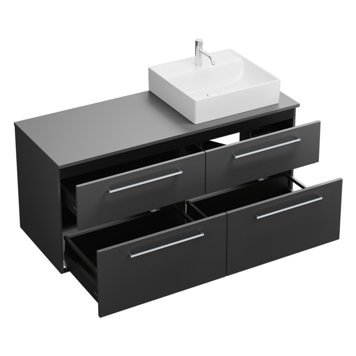 burgbad Eqio Waschtischunterschrank mit Konsolenplatte 140 cm, rechts, mit Stangengriff P95