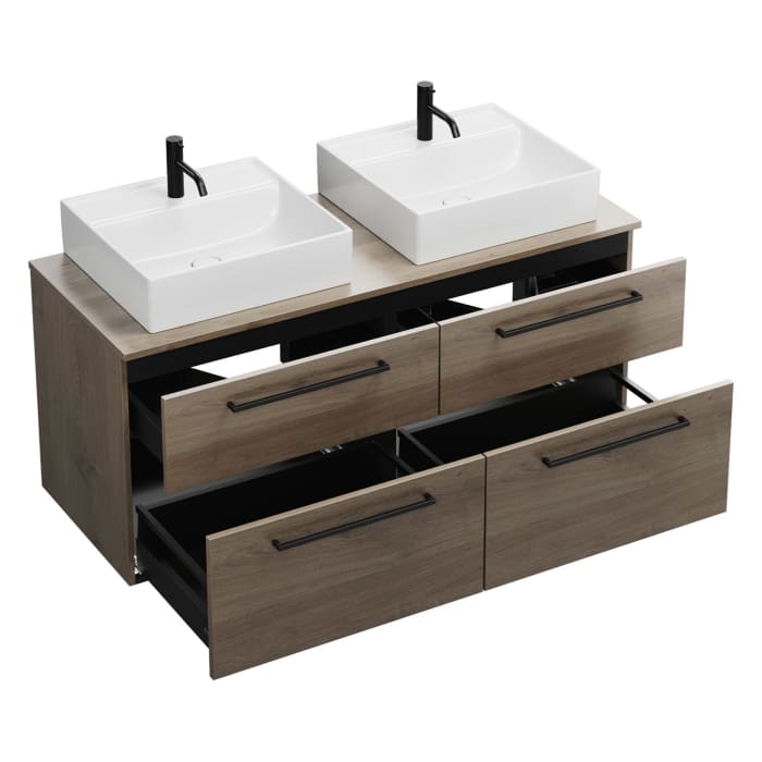 burgbad Eqio Waschtischunterschrank mit Konsolenplatte 140 cm, links und rechts, mit Stangengriff G0234