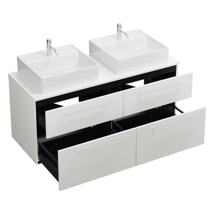 burgbad Eqio Waschtischunterschrank mit Konsolenplatte 140 cm, links und rechts, mit Stangengriff P95