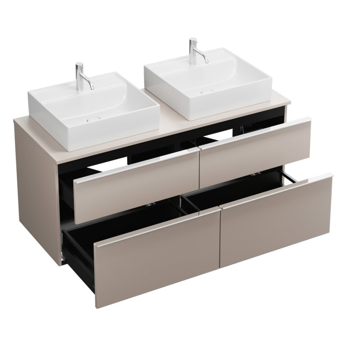 burgbad Eqio Waschtischunterschrank mit Konsolenplatte 140 cm, links und rechts, mit Griffleiste G0251