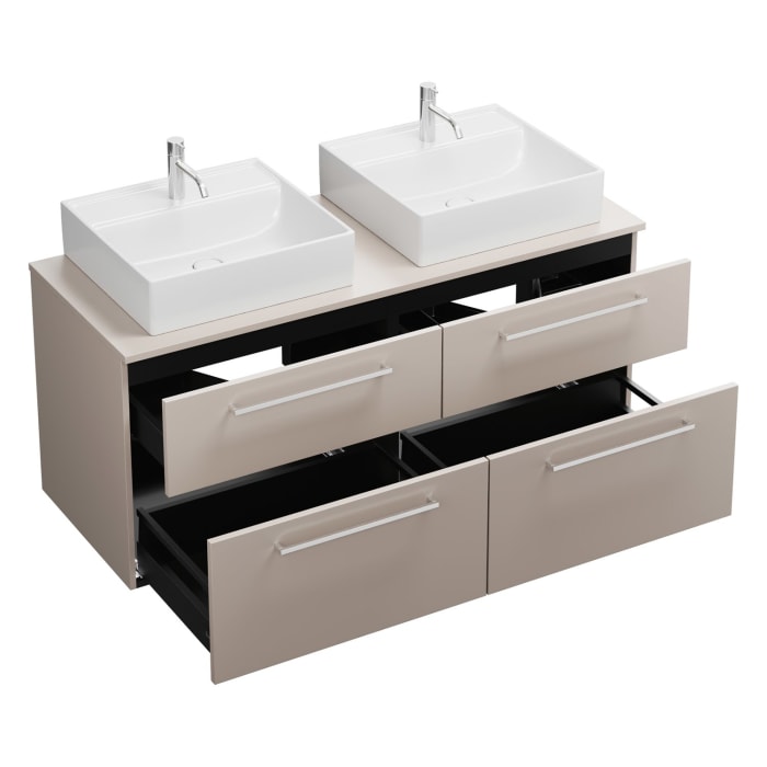 burgbad Eqio Waschtischunterschrank mit Konsolenplatte 140 cm, links und rechts, mit Stangengriff P95