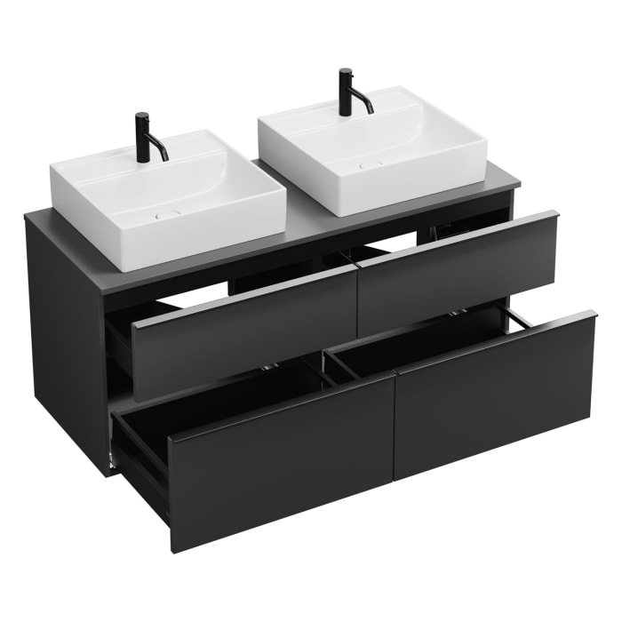 burgbad Eqio Waschtischunterschrank mit Konsolenplatte 140 cm, links und rechts, mit Griffleiste G0252