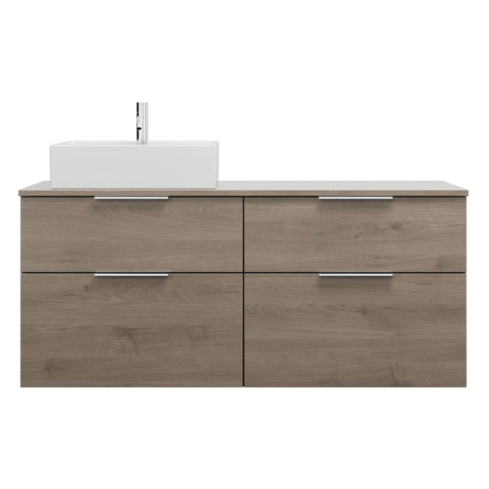 burgbad Eqio Waschtischunterschrank mit Konsolenplatte 140 cm, links, mit Griff G0146