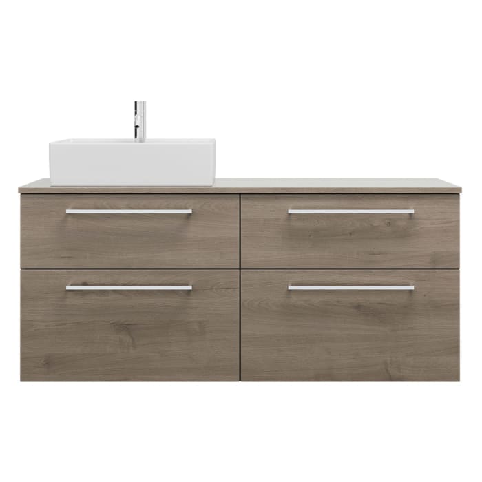 burgbad Eqio Waschtischunterschrank mit Konsolenplatte 140 cm, links, mit Stangengriff P95