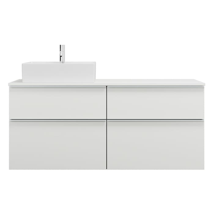 burgbad Eqio Waschtischunterschrank mit Konsolenplatte 140 cm, links, mit Griffleiste G0251