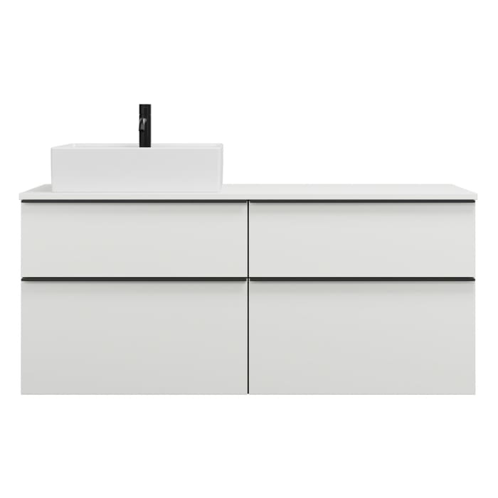 burgbad Eqio Waschtischunterschrank mit Konsolenplatte 140 cm, links, mit Griffleiste G0252