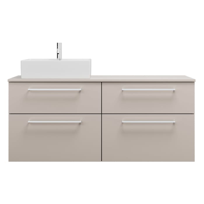 burgbad Eqio Waschtischunterschrank mit Konsolenplatte 140 cm, links, mit Stangengriff P95