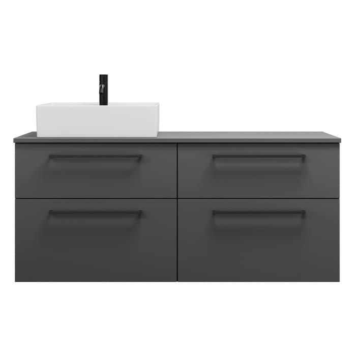 burgbad Eqio Waschtischunterschrank mit Konsolenplatte 140 cm, links, mit Stangengriff G0234