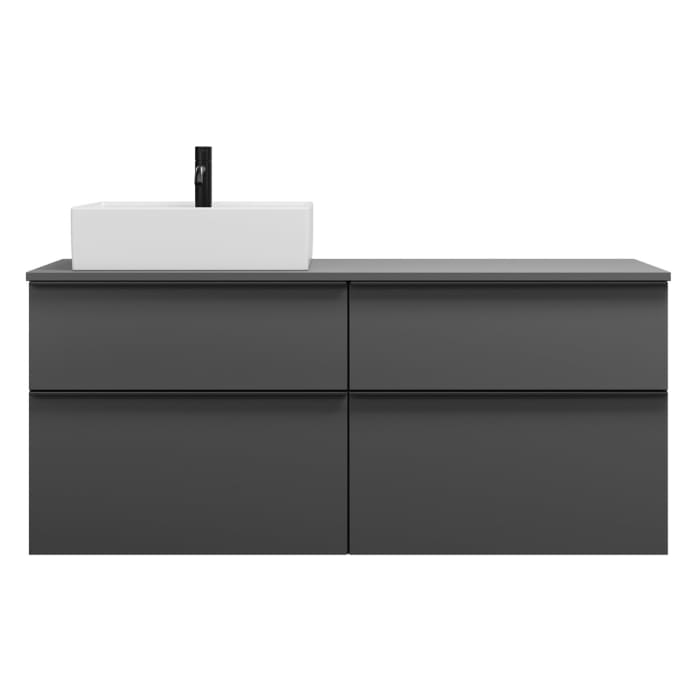 burgbad Eqio Waschtischunterschrank mit Konsolenplatte 140 cm, links, mit Griffleiste G0252