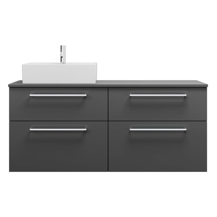 burgbad Eqio Waschtischunterschrank mit Konsolenplatte 140 cm, links, mit Stangengriff P95