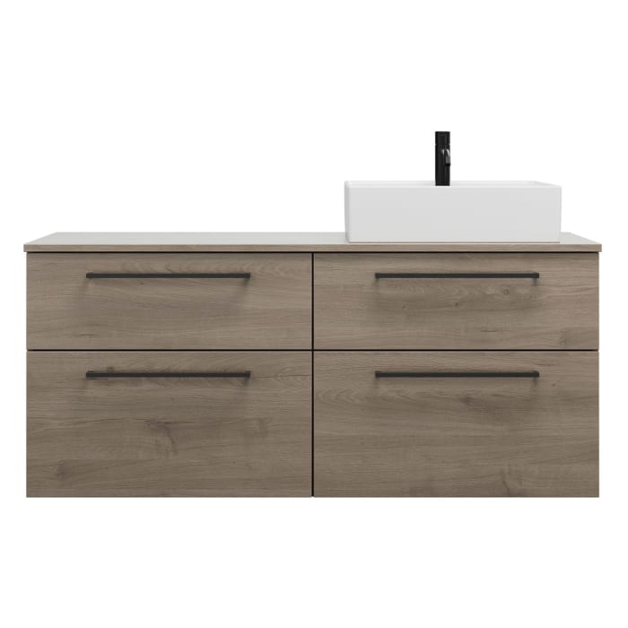 burgbad Eqio Waschtischunterschrank mit Konsolenplatte 140 cm, rechts, mit Stangengriff G0234