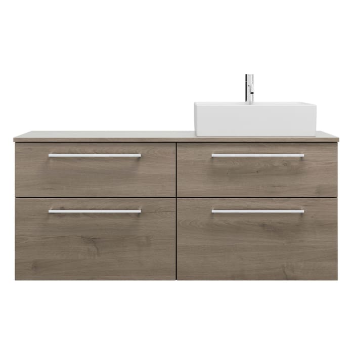 burgbad Eqio Waschtischunterschrank mit Konsolenplatte 140 cm, rechts, mit Stangengriff P95