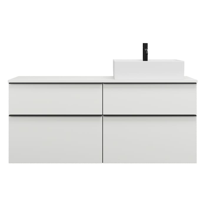 burgbad Eqio Waschtischunterschrank mit Konsolenplatte 140 cm, rechts, mit Griffleiste G0252